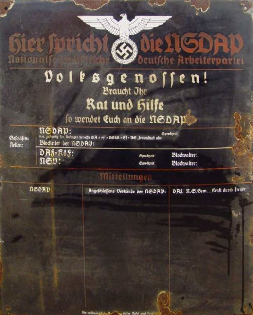 Nsdap ankuendigungstafel